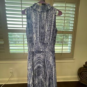 High low midi blue snakeskin dress
